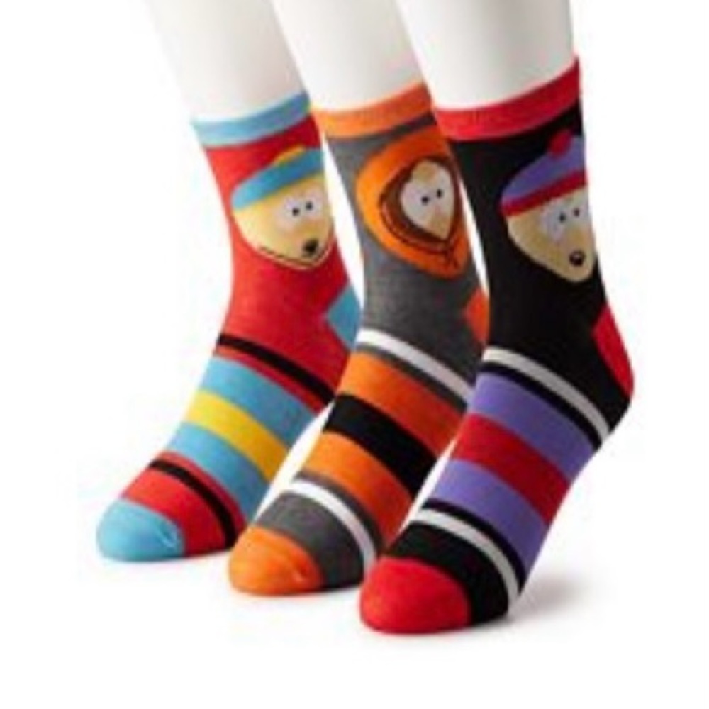 Men's South Park Character Casual Quarter Socks 3 Pack size 10–13